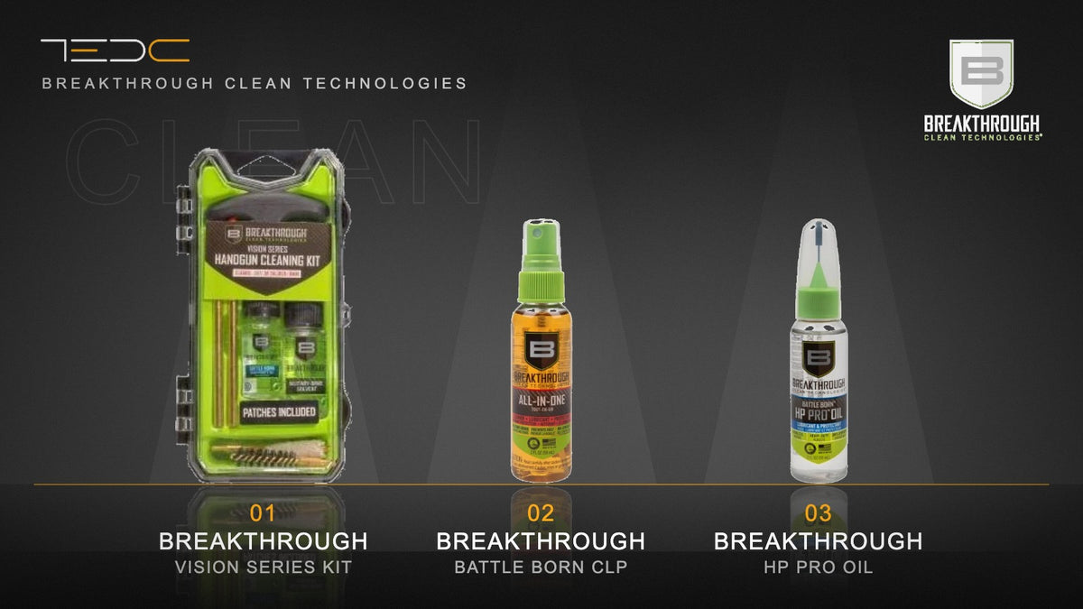 Breakthrough Clean: ערכת ניקוי Vision Series, Battle Born CLP ושמן HP Pro. ציוד בלבד, לא כולל נשק