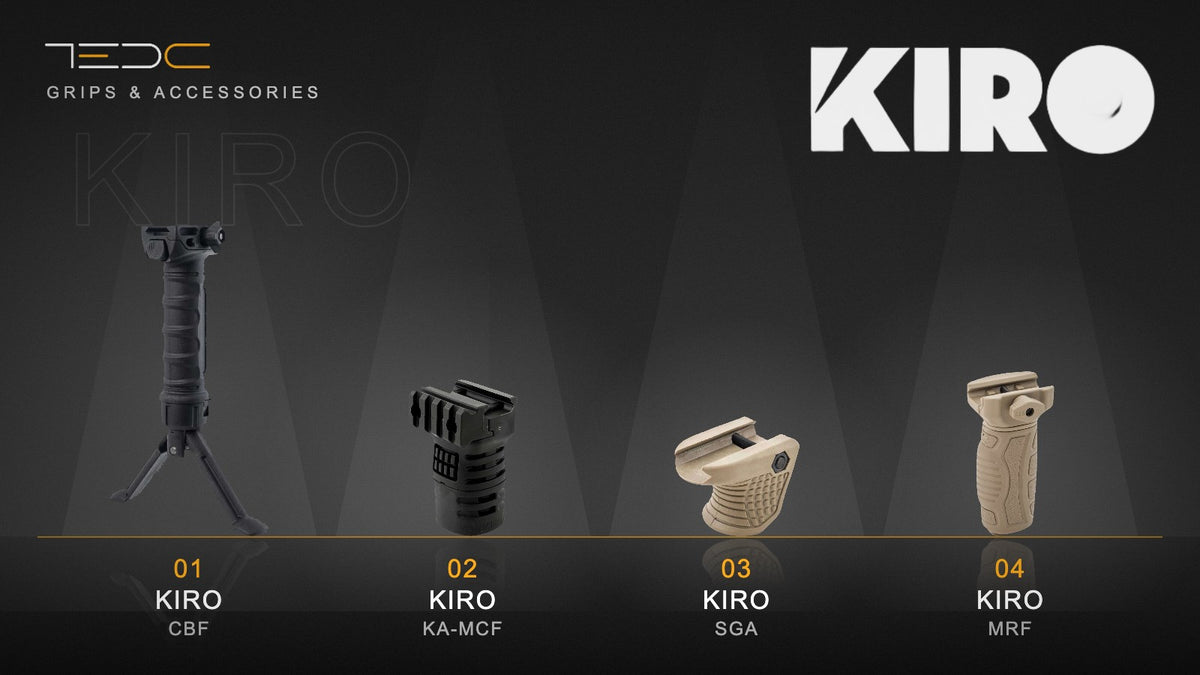 ידיות אחיזה KIRO: CBF עם דורגל, KA-MCF, SGA ו־MRF. ציוד בלבד, לא כולל נשק