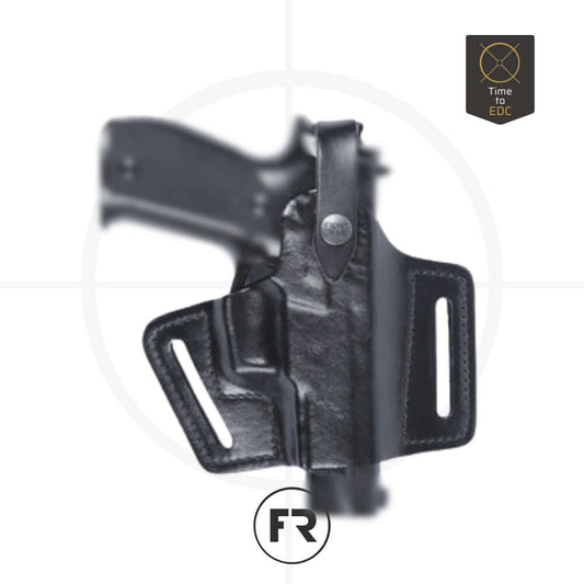 נרתיק עור לאקדח חיצוני עם נעילה | FrontLine | Pancake FL90 -  FRONTLINE -  נרתיק עור לאקדח חיצוני עם נעילה | FrontLine | Pancake FL90 -  Time to EDC.com -