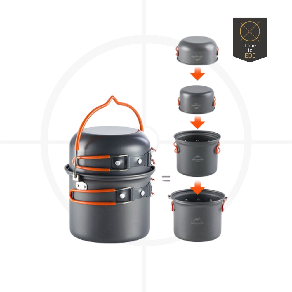 ערכת בישול 4 ב-1 Naturehike – סיר, מחבת, כוסות וקערות לטיולים -  NATUREHIK -  ערכת בישול 4 ב-1 Naturehike – סיר, מחבת, כוסות וקערות לטיולים -  Time to EDC.com -