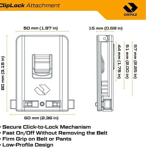 תפס חיבור מהיר לחגורה עבור ציוד Orpaz ClipLock