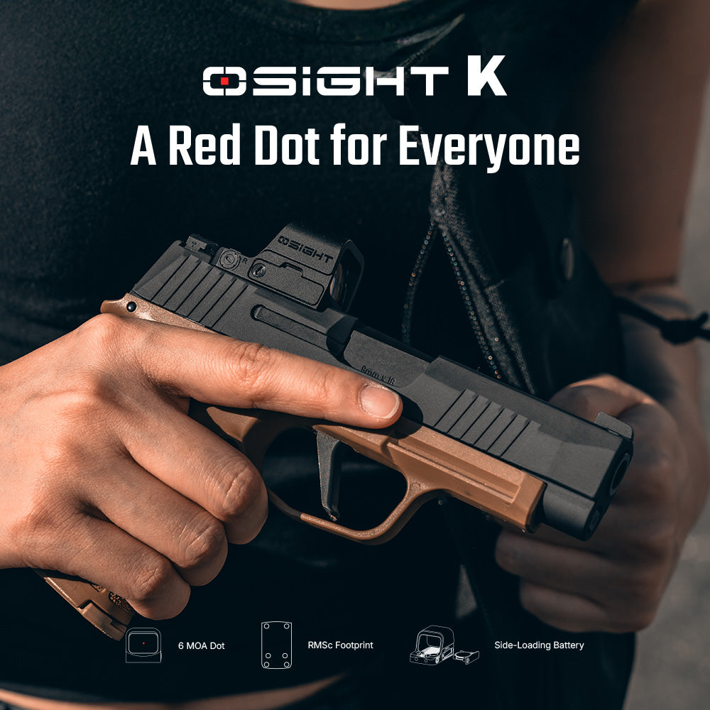Osight K – כוונת רד-דוט 6 MOA עם תושבת RMSc וסוללה צדדית