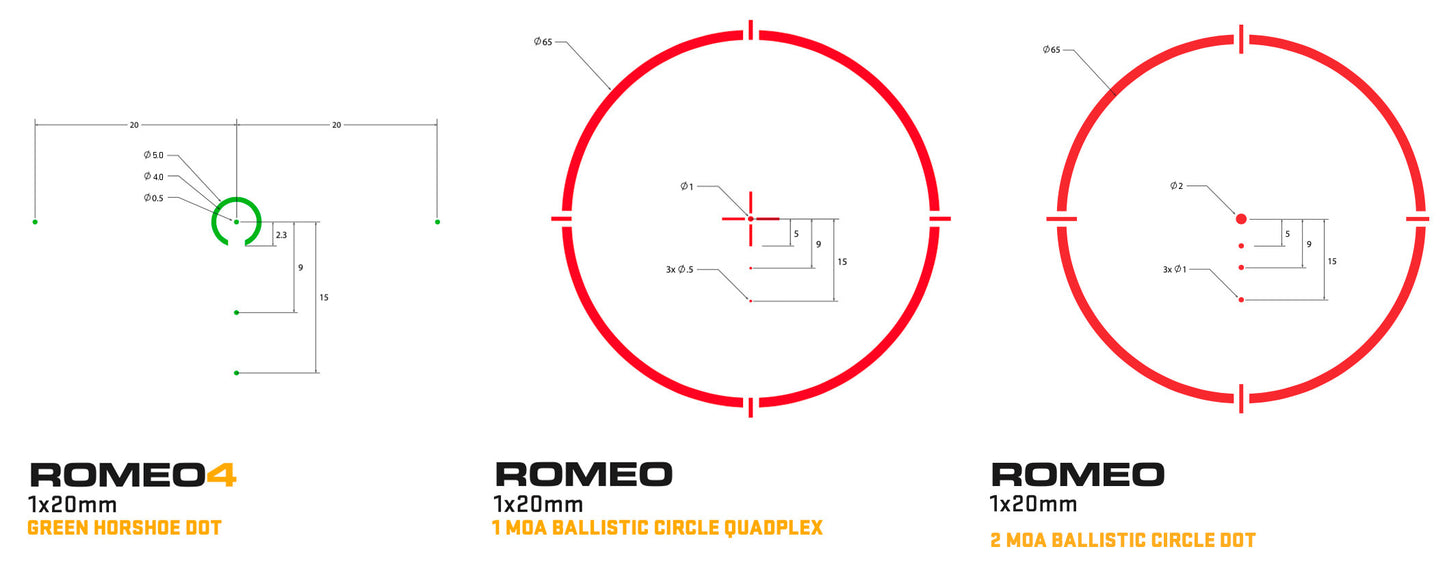 SIG SAUER ROMEO4H 1×20 | כוונת השלכה נקודה אדומה 2 MOA
