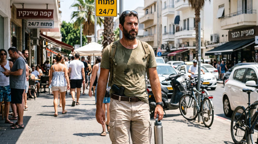 נשיאת אקדח בקיץ הישראלי, הסלקה מתחת לחולצה קצרה ברחוב עירוני