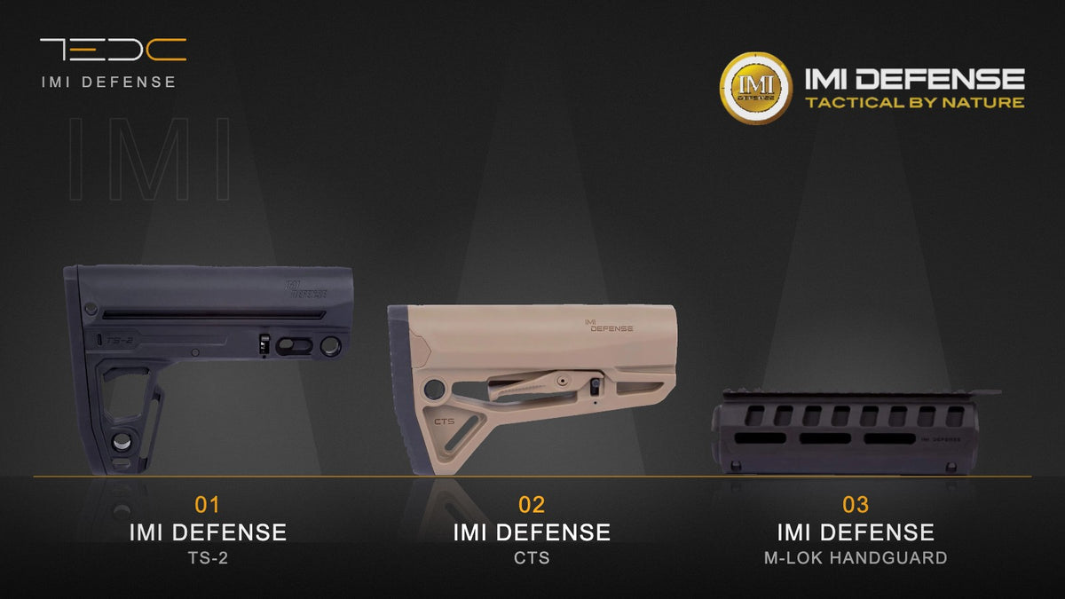 אביזרי IMI Defense: קת TS-2, קת CTS ומגן ידיים M-LOK, ציוד בלבד, לא כולל נשק