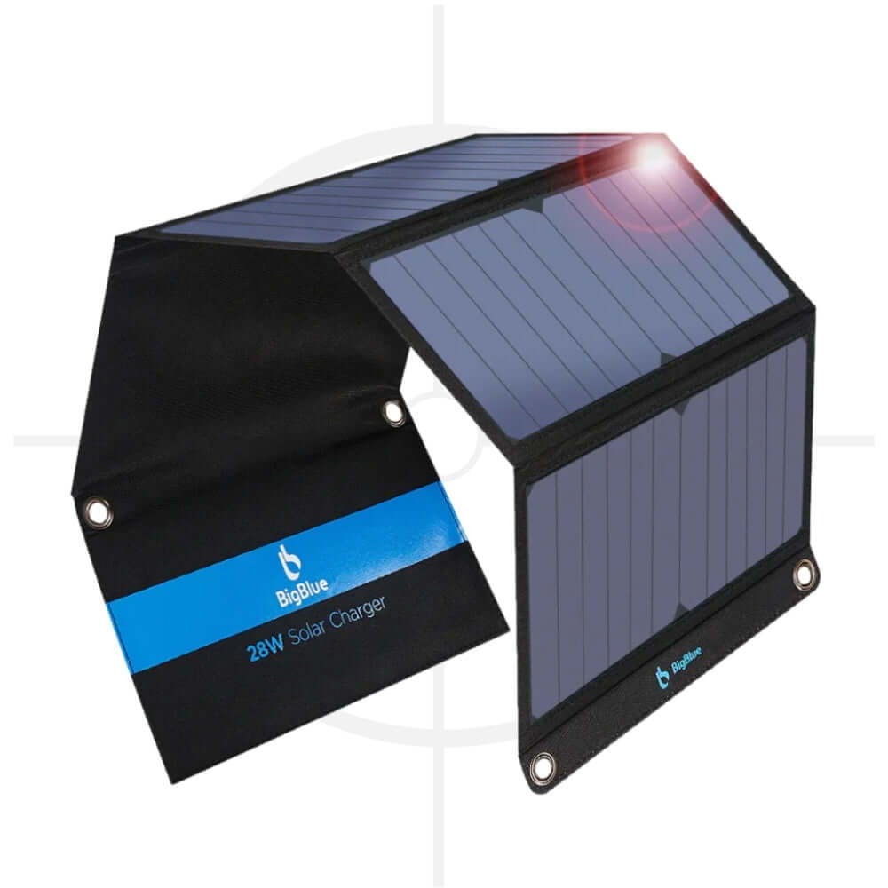 מטען סולארי | 28W Mono solar charge B428 -  BIGBLUE -  פאנל סולארי | מטען סולארי | מטען נייד | תחנת כוח 28W Mono -  Time to EDC.com -  