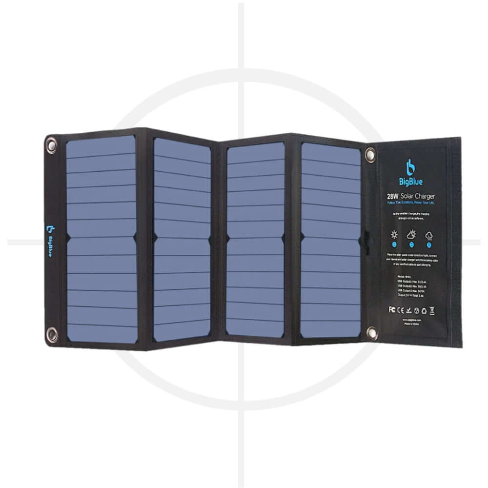 מטען סולארי | 28W Mono solar charge B428 -  BIGBLUE -  פאנל סולארי | מטען סולארי | מטען נייד | תחנת כוח 28W Mono -  Time to EDC.com -  