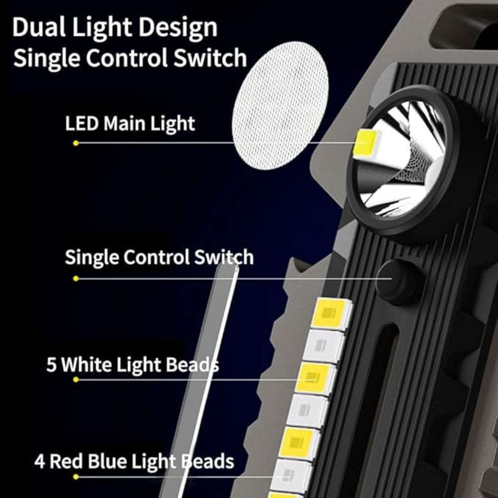 פנס LED COB כחול אדום | נטען USB-C -  CACTUS -  פנס LED COB כחול אדום נטען USB-C | BY-J -  Time to EDC.com -  