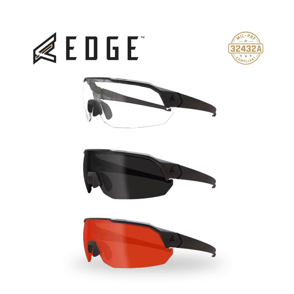 משקפי מגן Edge Arc Light | ערכת 3 עדשות מתחלפות (שקופה, כתומה, כהה) – מסגרת שחורה