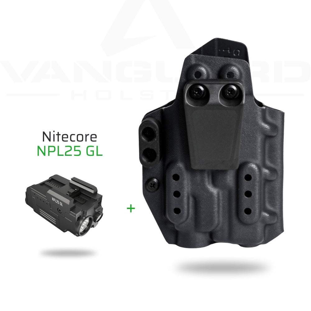 ערכה נרתיק פנימי Vanguard IWB עבור גלוק 19 כולל פנס Nitecore NPL25 - תואם צד ימין