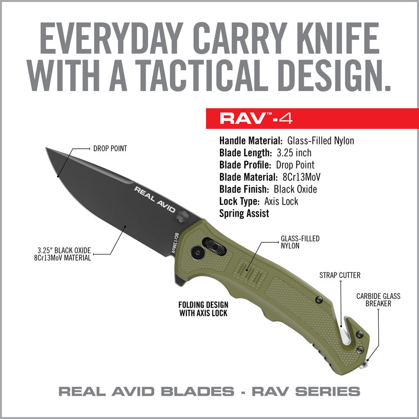 סכין מתקפלת RAV-4 Real Avid | כלי חילוץ EDC