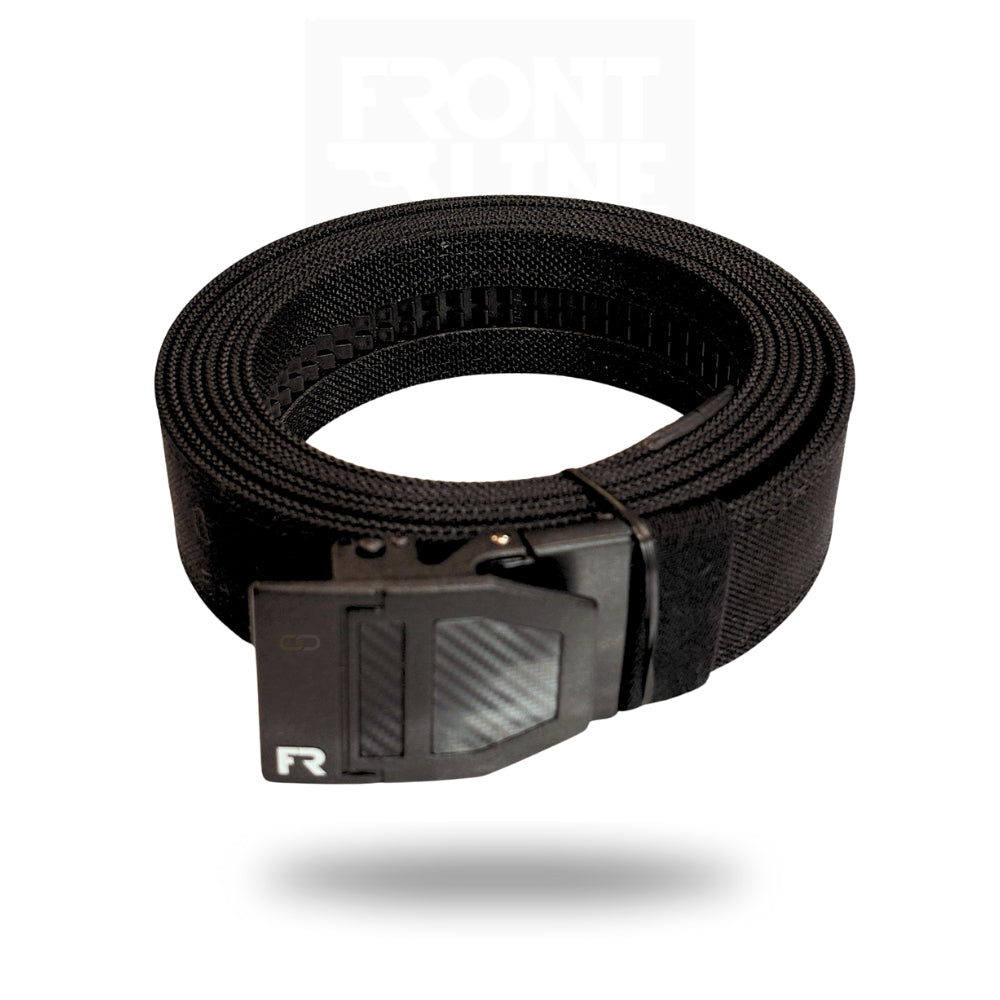חגורת ראצ'ט FRONTLINE Carbon Deluxe – תקריב אבזם קרבון | timetoedc.com
