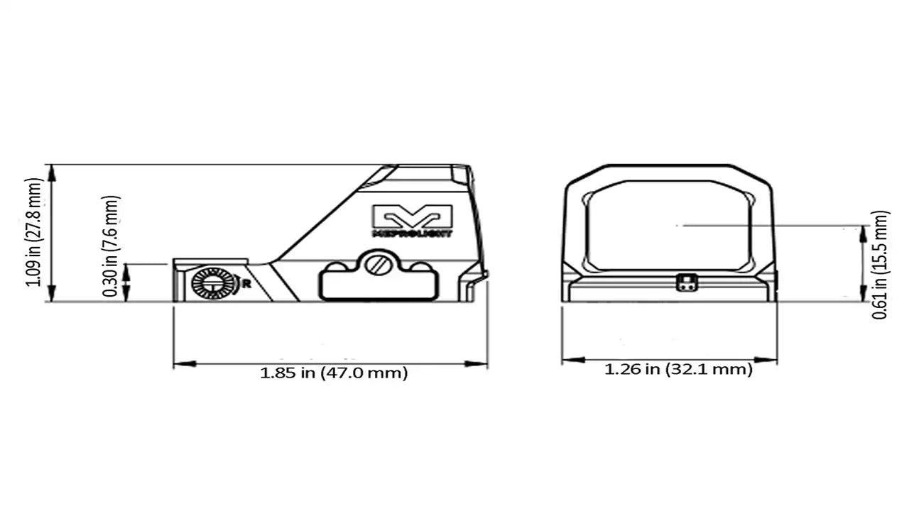 כוונת השלכה פתוחה לאקדח – Mepro MPO-F – תושבת RMR לאקדחי קומפקט