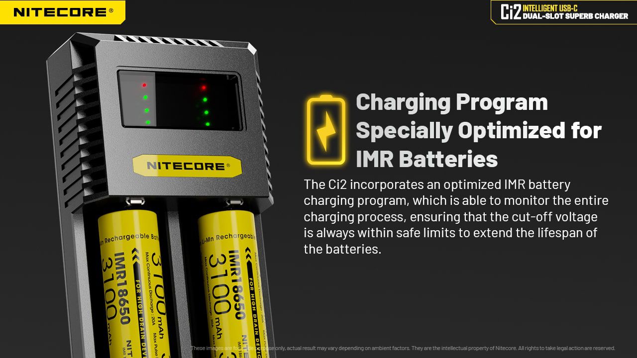 מטען סוללות כפול Nitecore Ci2 חכם | טעינה מהירה USB-C QC/PD