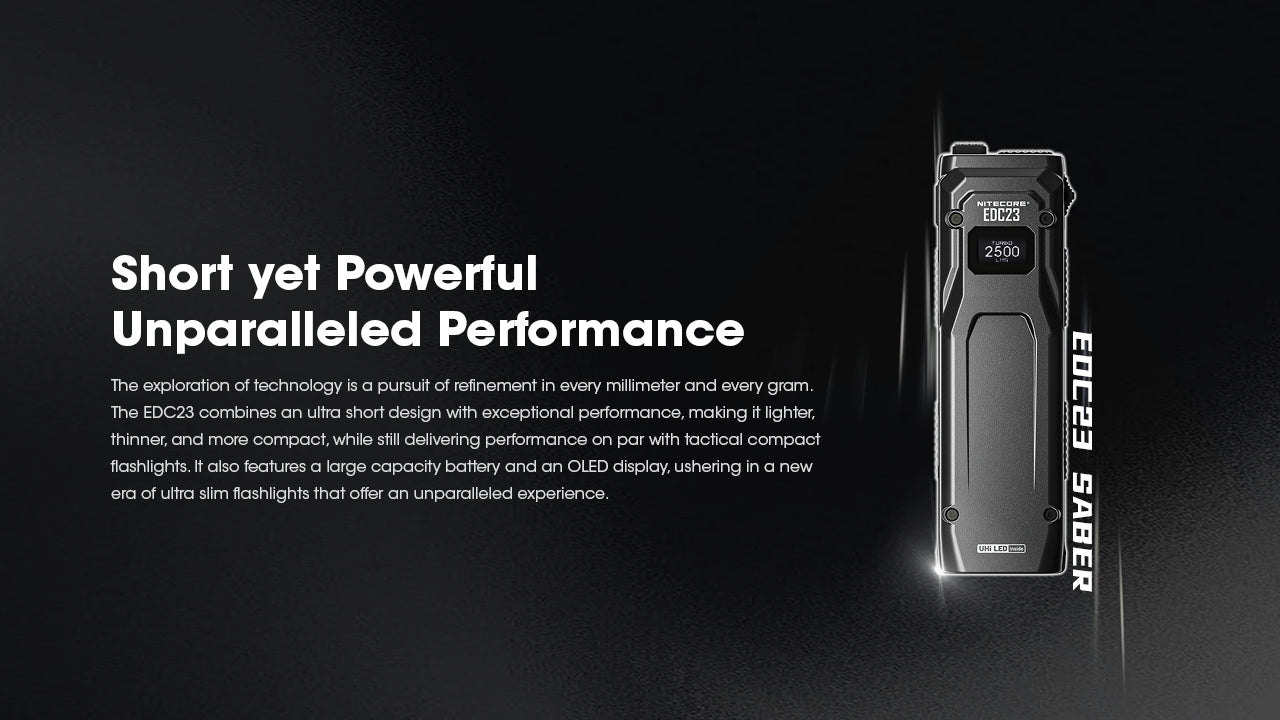 פנס EDC קומפקטי ושטוח – Nitecore EDC23 – מסך OLED ו-2500 לומן