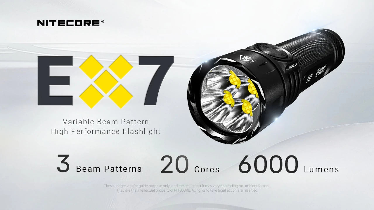 פנס טקטי עוצמתי 6000 לומן אלומה משתנה - Nitecore EX7 