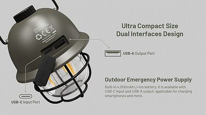 NITECORE LR40 – עששית רטרו נטענת USB‑C עם מטען גיבוי -  NITECORE -  NITECORE LR40 – עששית נטענת בעיצוב רטרו עם מטען גיבוי -  Time to EDC.com -  