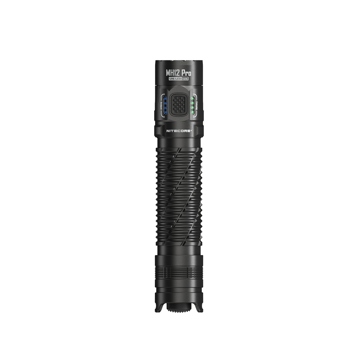 MH12 PRO – מבט צד, מבנה אלומיניום תעופתי עם כפתור טקטי אחורי | timetoedc.com