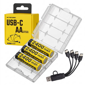 סוללה נטענת AA 1.5V Nitecore NH2400 | חיבור USB-C מובנה - מארז 4 סוללות
