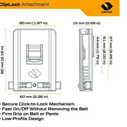 תפס חיבור מהיר לחגורה עבור ציוד Orpaz ClipLock 