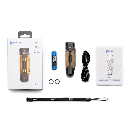 פנס EDC עם UV WUBEN E8 בצבע שחור – תמונה 7